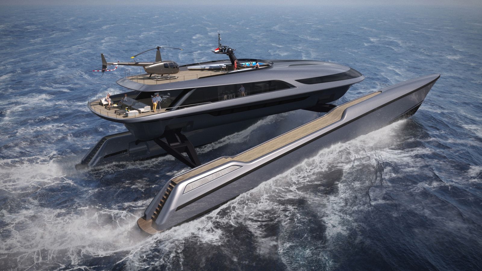 50m catamaran concept Martini 7.0 with undulating hulls revealed